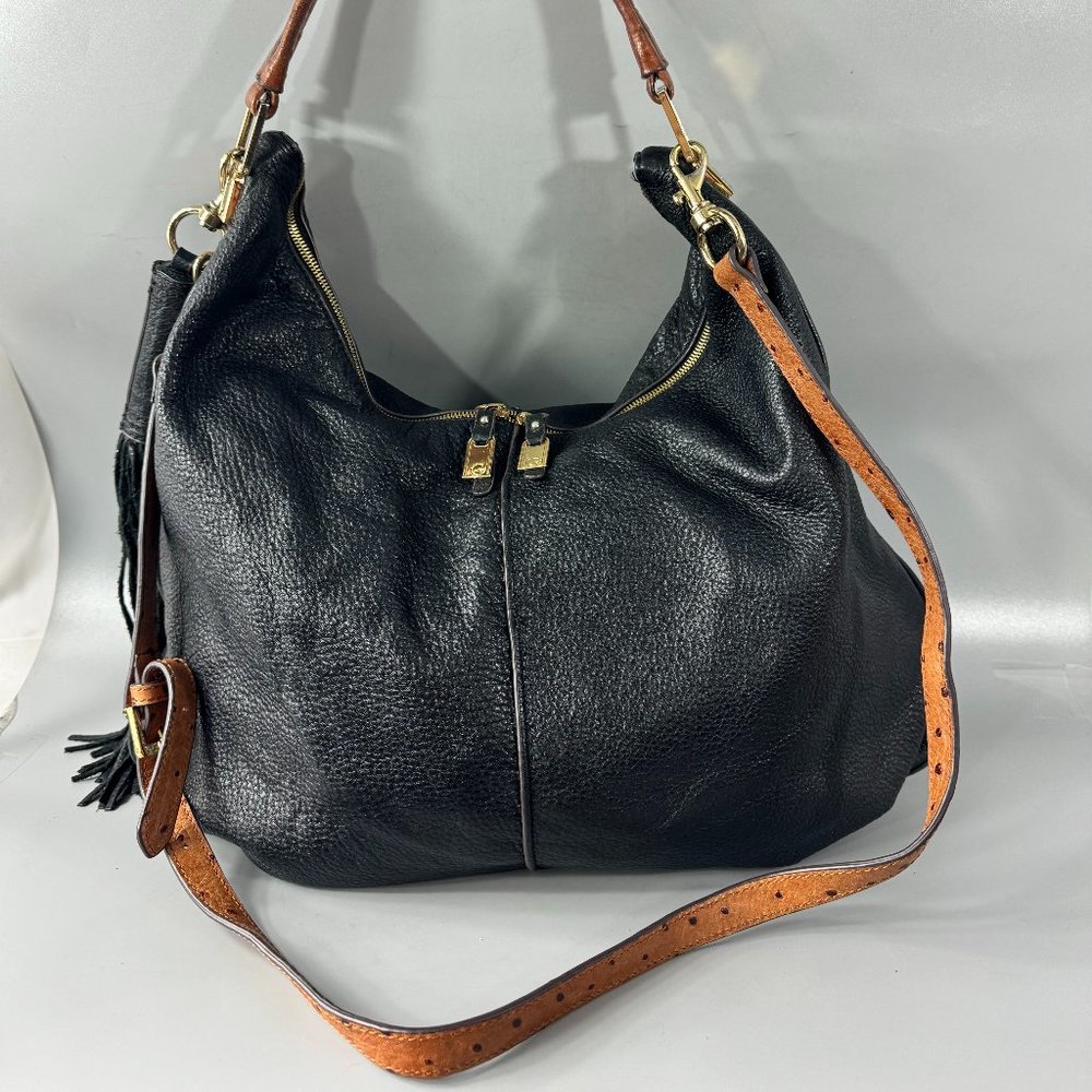 G.I.L.I. Black Leather Shoulder Purse Bag Toe